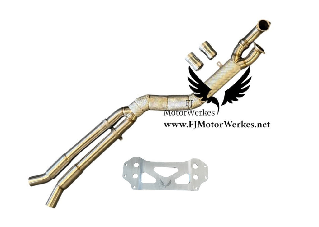 FJ MotorWerkes 4" High Flow Single Midpipe with Brace - BMW G87 M2 / G80 / G81 M3 / G82 / G83 M4 (S58)