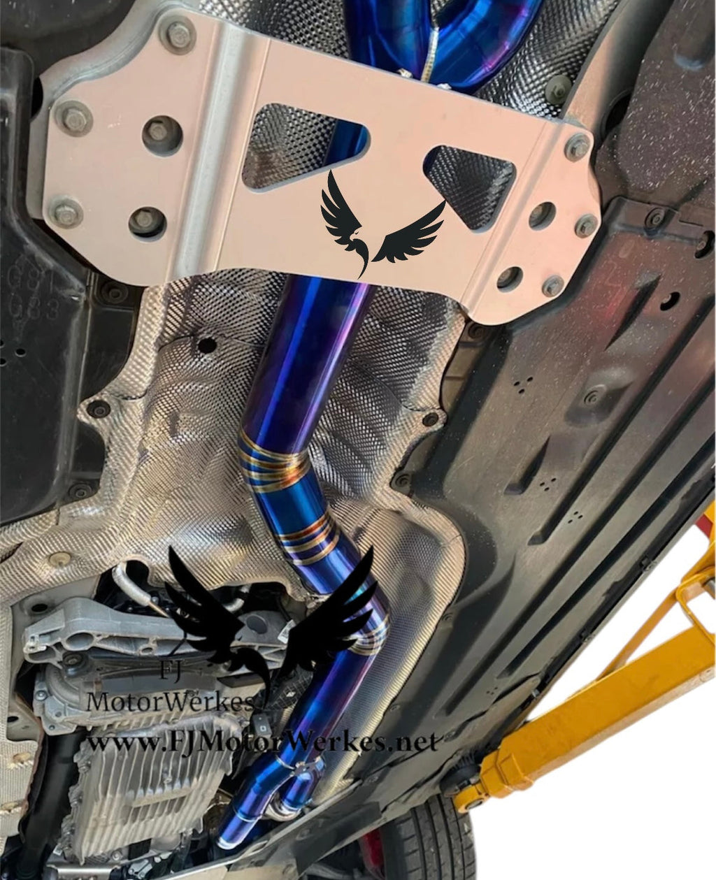 FJ MotorWerkes Titanium Single Midpipe with Brace - BMW G80 M3 / G82 M4 LCI (S58)