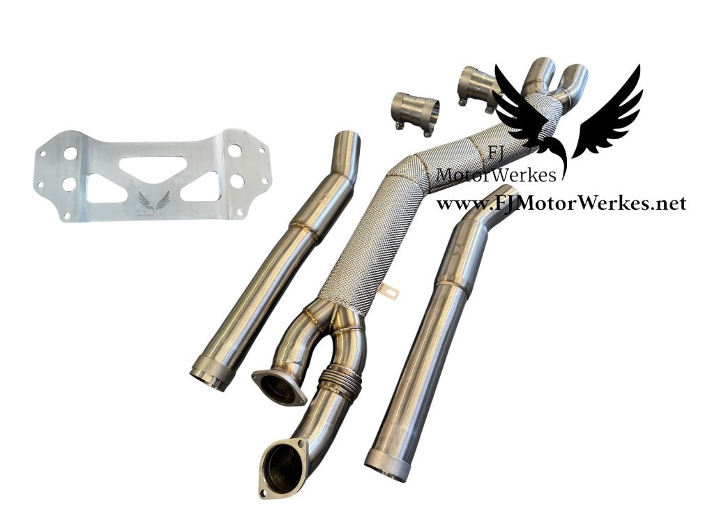 FJ MotorWerkes 4" High Flow Single Midpipe with Brace - BMW G87 M2 / G80 / G81 M3 / G82 / G83 M4 (S58)