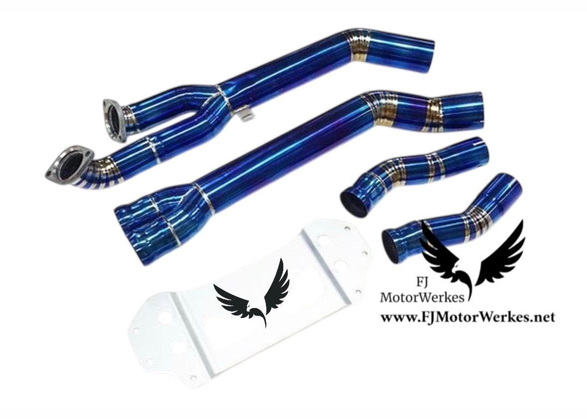 FJ MotorWerkes Titanium Single Midpipe with Brace - BMW G80 M3 / G82 M4 LCI (S58)