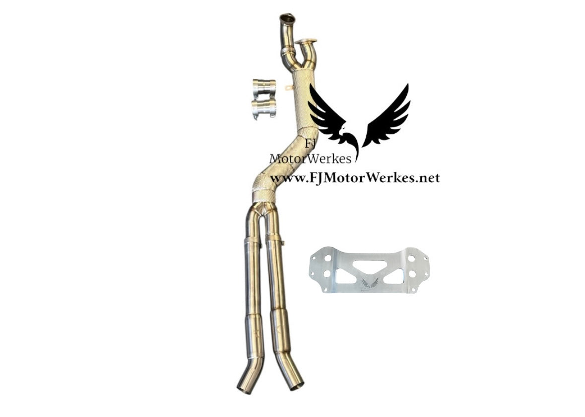 FJ MotorWerkes 4" High Flow Single Midpipe with Brace - BMW G87 M2 / G80 / G81 M3 / G82 / G83 M4 (S58)