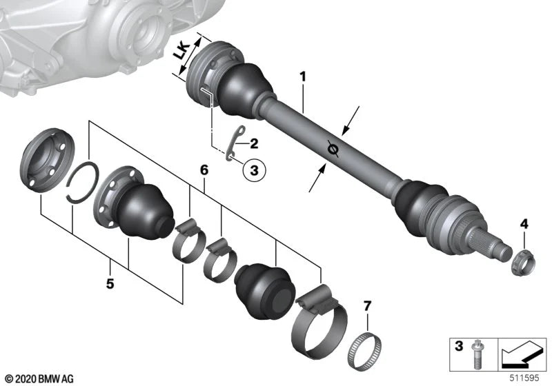 E9X M3 Rear driveshaft (output shaft), right