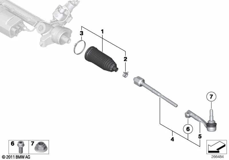 F8X M3 Tie rod, right (complete: inner and outer)