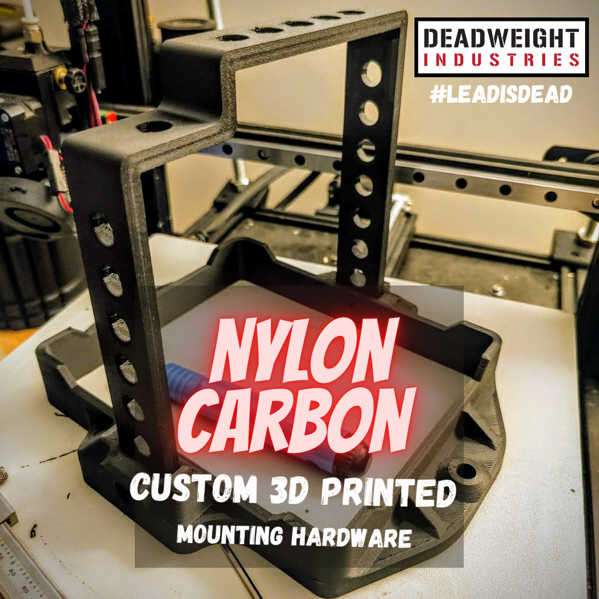 Nylon carbon 3D printed battery mounting hardware
