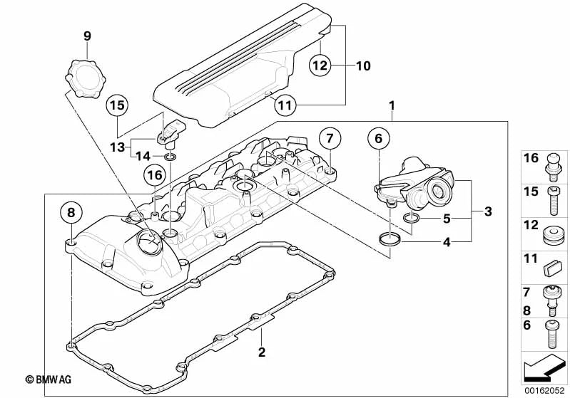 E9X M3 Valve cover, cylinders 1-4