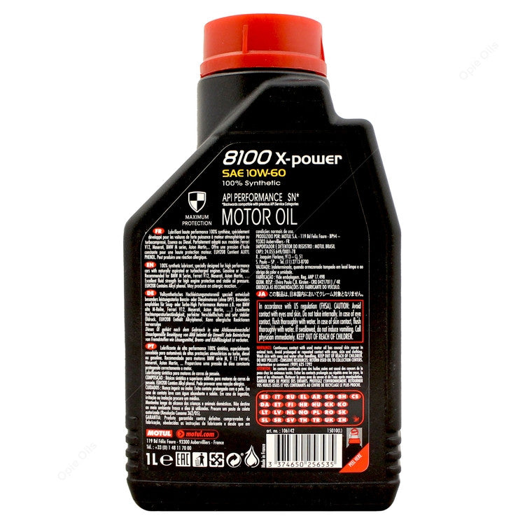 Motul 8100 X-Power 10w-60 Fully Synthetic Car Engine Oil (1Litre)